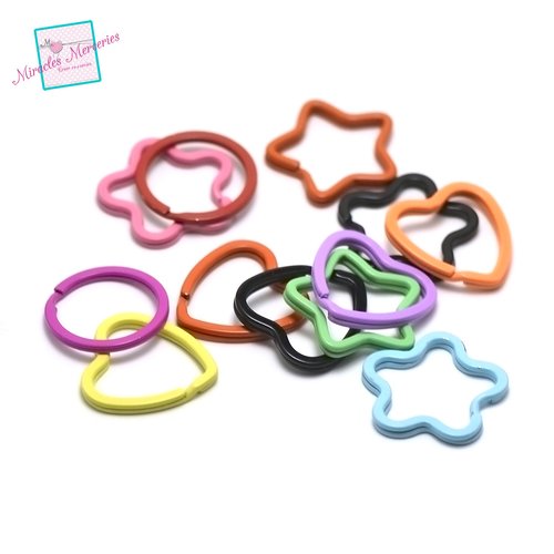 20 anneaux porte-clef/clé en métal ,couleur et modèle mélangés