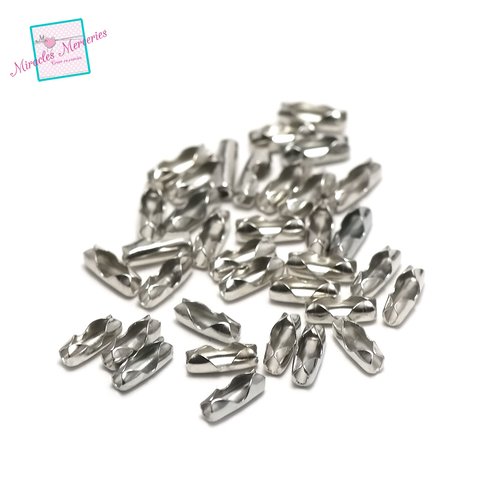 100 fermoirs/embouts pour chaîne à bille 2mm,argenté / doré / bronze