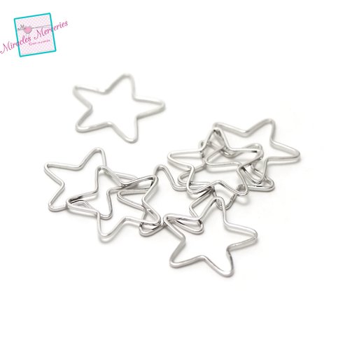 20 connecteurs fins "étoile" 20x20 mm,argenté clair/argenté/doré