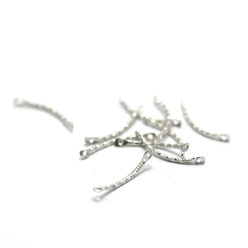 50 connecteurs "mini barre courbé"20x2 mm, argenté