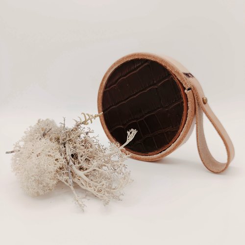 Réfléance - miroir de poche cuir de croco
