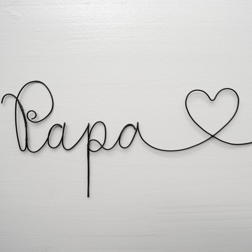 Mot personnalisable en véritable fil de fer recuit, papa avec coeur ou autre mot ou prénom au choix