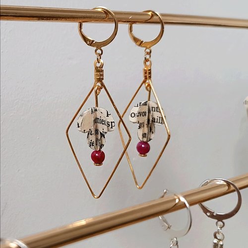 Boucles d'oreille origami champignons