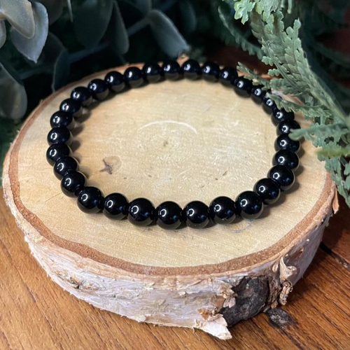 Bracelet en obsidienne noire naturelle – pierre de protection & ancrage