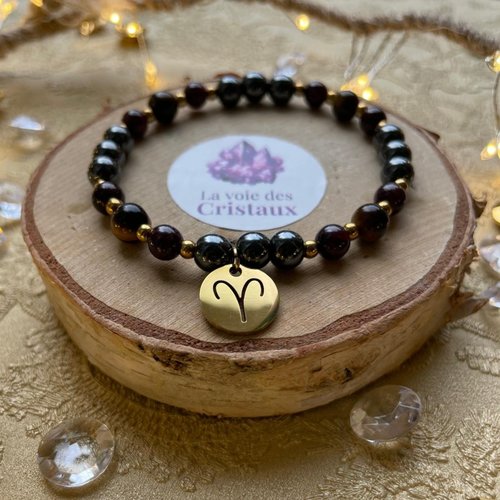 Bracelet signe astrologique bélier en pierres naturelles