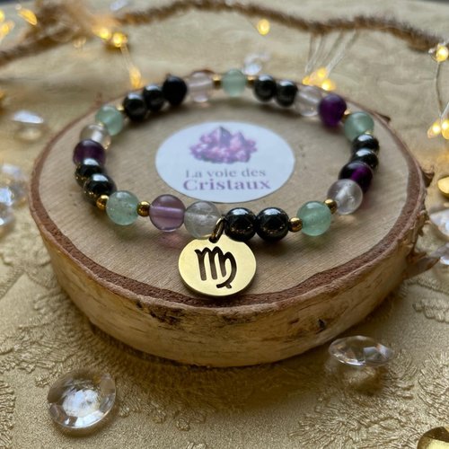 Bracelet signe astrologique vierge en pierres naturelles