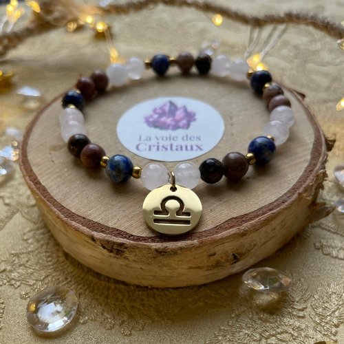 Bracelet signe astrologique balance en pierres naturelles