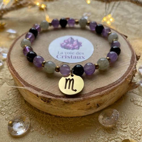 Bracelet signe astrologique scorpion en pierres naturelles
