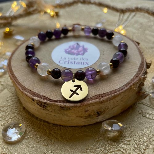 Bracelet signe astrologique sagittaire en pierres naturelles