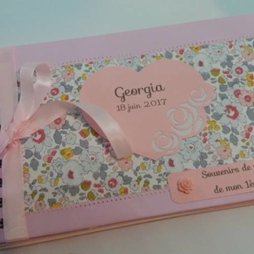 Petit livre d'or pour baptême, baby shower ou communion liberty betsy porcelaine rose 