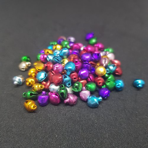 LOT 50 Clochettes Grelots Multicolores 8 x 6 mm
