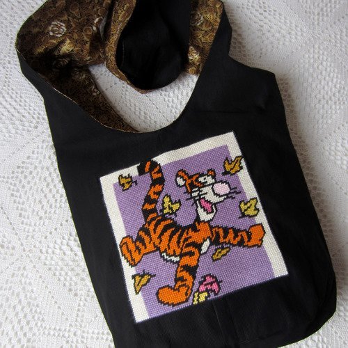 Sac tissu décor canevas "tigrou" de winnie l'ourson.