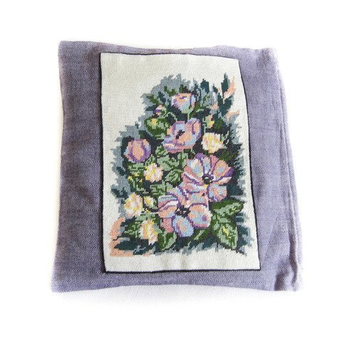 Coussin fleuri,parme, "bouquet de printemps"