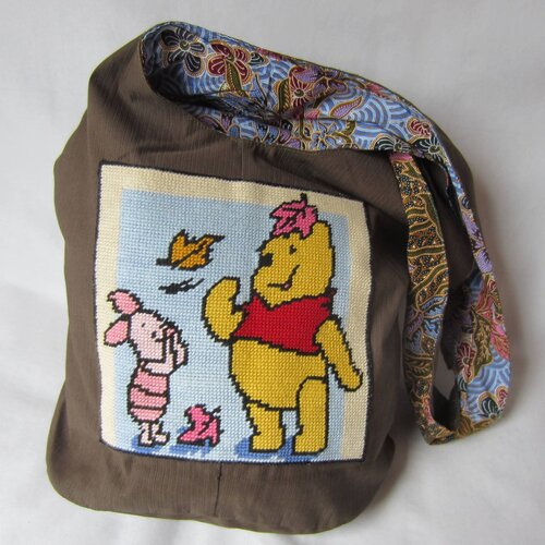 Grand sac bandoulière winnie l'oursontigrou ou porcinet