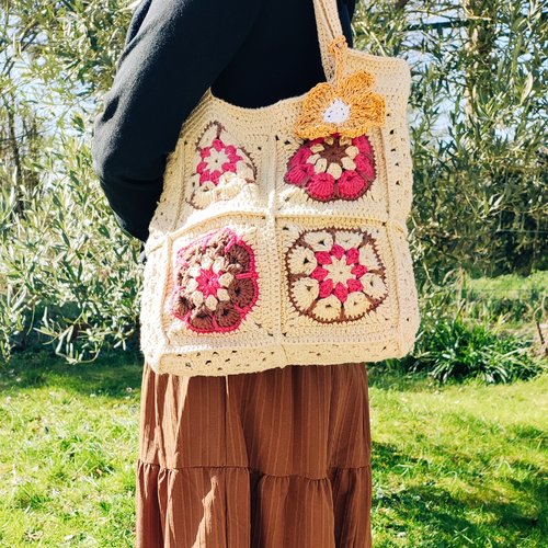Sac fourre tout ete, totebag vintage, cadeau fête des meres, cadeau maîtresse