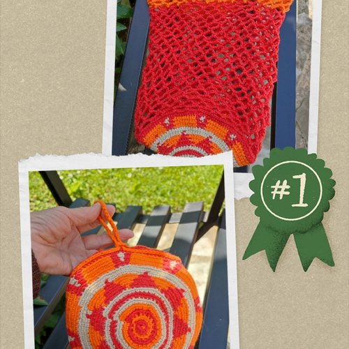 Sac filet à provisions pliable fait main