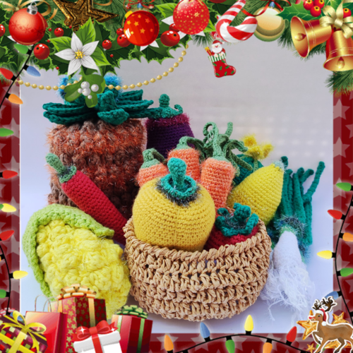 Dînette fruits et légumes en fil de coton au crochet