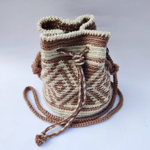Sac seau bandoulière marron
