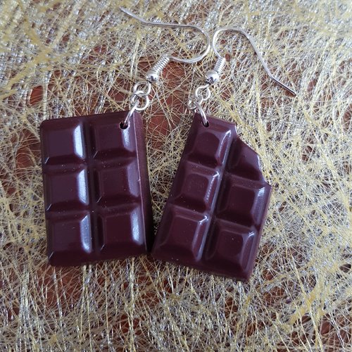 Boucles d'oreilles tablettes de chocolat
