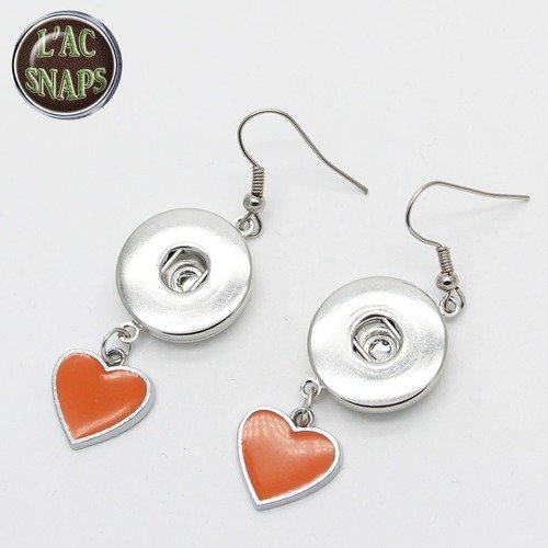 Boucles d'oreilles cœurs pour boutons-pression 18/20mm, chunks, snaps, charm, ginger snap, noosa style