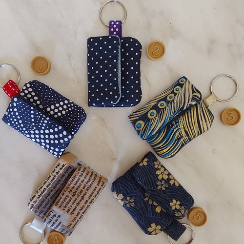 Porte clés pochette pour jeton de caddie , monnaie,  bijou de sac