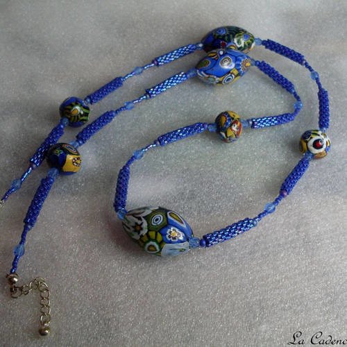 Collier murines et perles de perles bleues