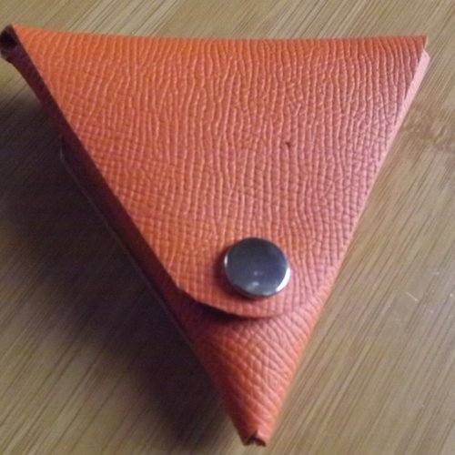 Pmt18- porte monnaie triangle cuir orange