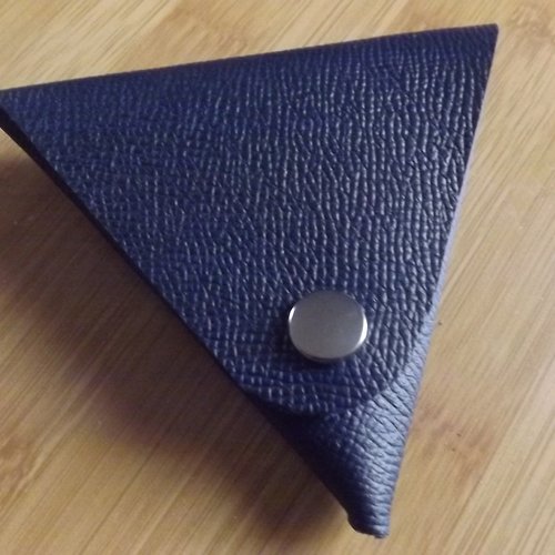 Pmt22- porte monnaie triangle cuir bleu marine