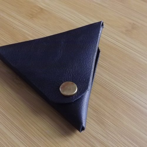 Pmt25- porte monnaie triangle cuir noir