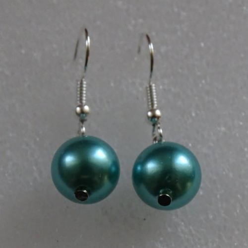 Boucle d'oreille américaine perle bleu turquoise