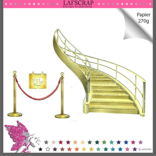 Découpes scrapbooking escalier marche maison théâtre spectacle cabaret fête mariage anniversaire pancarte découpe papier embellissement