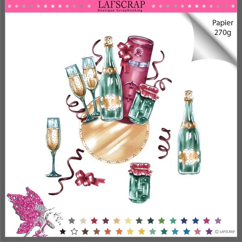 Decoupes Scrapbooking Etiquette Bouteille Verre Cuisine Champagne Patisserie Fete Anniversaire Mariage Bebe Naissance Noel Noeud Un Grand Marche