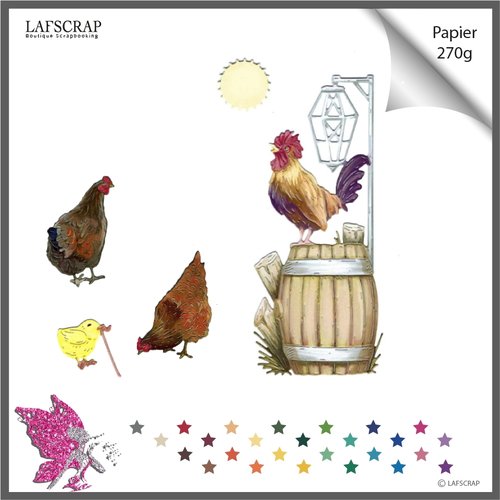 Decoupes Scrapbooking Coq Oiseau Plume Animal Poule Bebe Poussin Nature Jardin Ferme Soleil Lune Lanterne Ferme Campagne Paques Fete Un Grand Marche