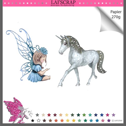 Découpes scrapbooking personnage enfant fille fée princesse ailes déguisement animal cheval licorne fleur jardin forêt magie