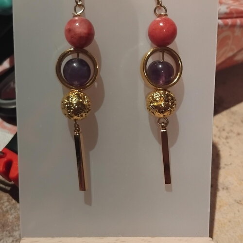 Boucles avec pierres naturelles
