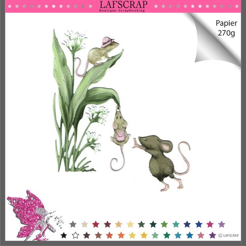 Decoupes Scrapbooking Souris Rat Animal Foret Fleur Nature Jardin Bebe Naissance Feuille Enfant Chapeau Sac Parfum Soleil Un Grand Marche