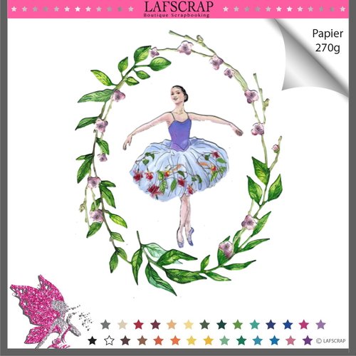 Découpes scrapbooking personnage femme fille danse étoile princesse ballet robe tutu cadre fleur feuille danseuse jardin parfum