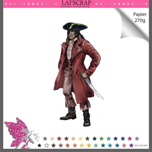 Découpe scrapbooking personnage homme pirate corsaire bottes chapeau épée sabre mer découpe papier embellissement