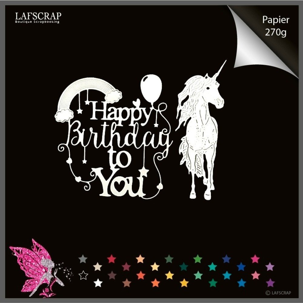 Decoupes Scrapbooking Scrap Licorne Cheval Mot Joyeux Anniversaire Guirlande Ballon Decoupe Papier Embellissement Die Cut Creation Un Grand Marche