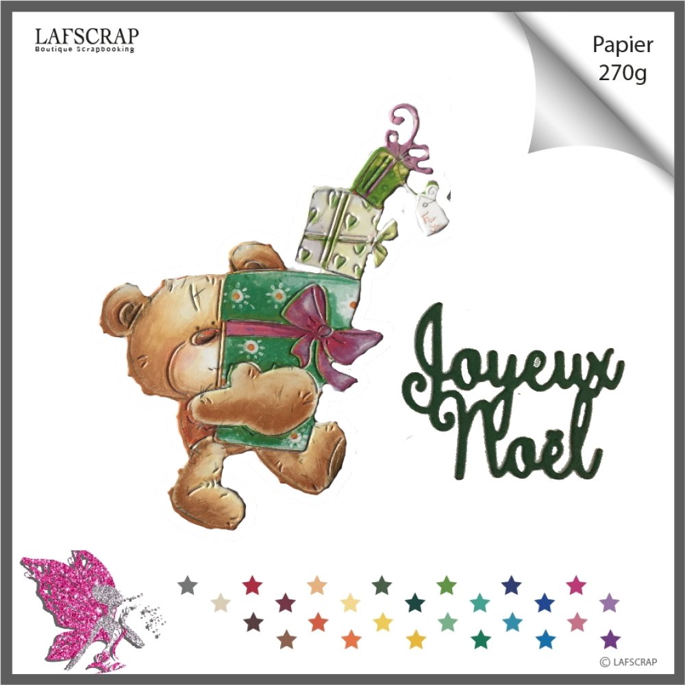 Decoupes Scrapbooking Noel Animal Ours Cadeaux Noeud Bebe Naissance Mot Joyeux Anniversaire Embellissement Album Scrap Un Grand Marche