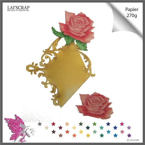 1 Decoupe Scrapbooking Cadre Fleur Rose Mariage Noces Etiquette