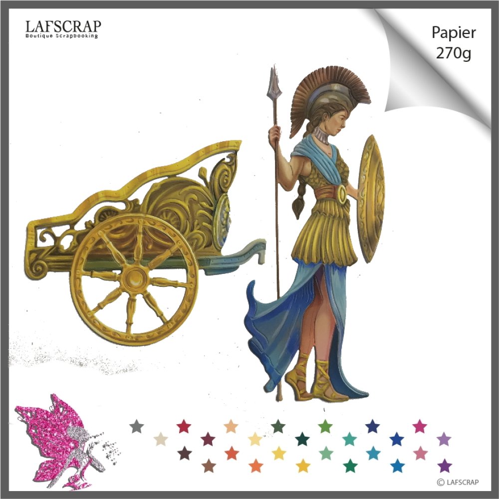 Decoupes Scrapbooking Personnage Deesse Athena Femme Mythologie Grecque Ecole Culture Militaire Armee Char Bouclier Voyage Un Grand Marche