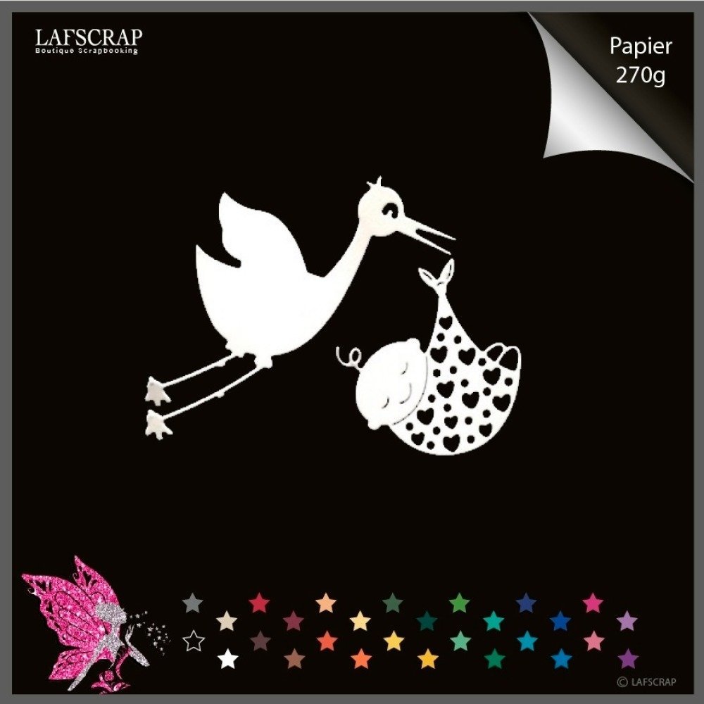 Decoupe Cigogne Avec Bebe Naissance Scrapbooking Embellissement Album Scrap Un Grand Marche