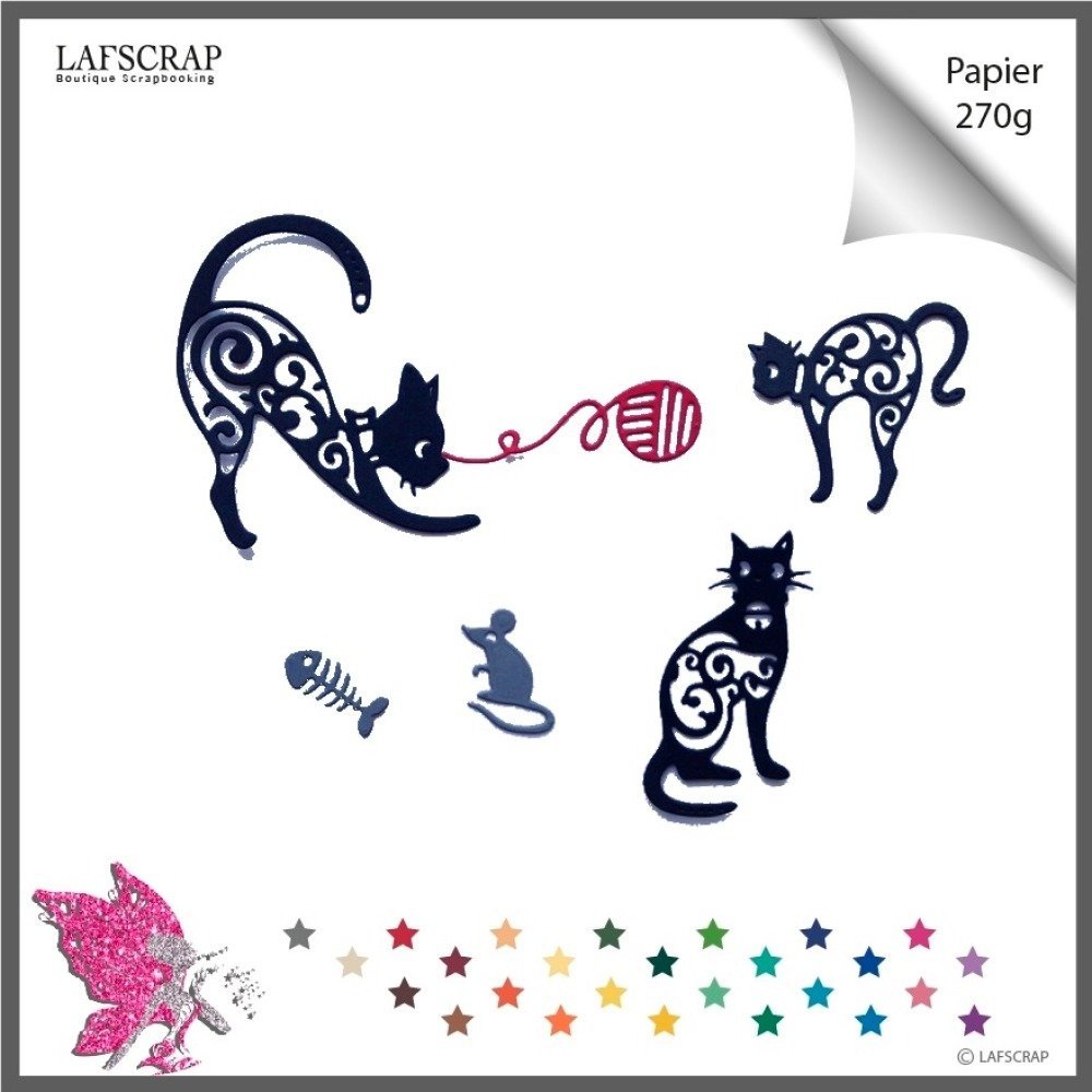 Decoupes Scrapbooking Chat Animal Souris Aretes De Poisson Pelote De Laine Decoupe Papier Embellissement Album Carte Creation Un Grand Marche