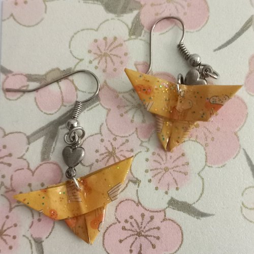 Boucles d'oreilles origami en papier japonais, bijou/bijoux origami, idéal cadeau anniversaire, cadeau fêtes des mères