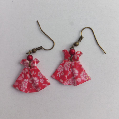 Boucles d'oreilles origami en papier japonais, bijou origami, idéal cadeau anniversaire, cadeau fêtes des mères