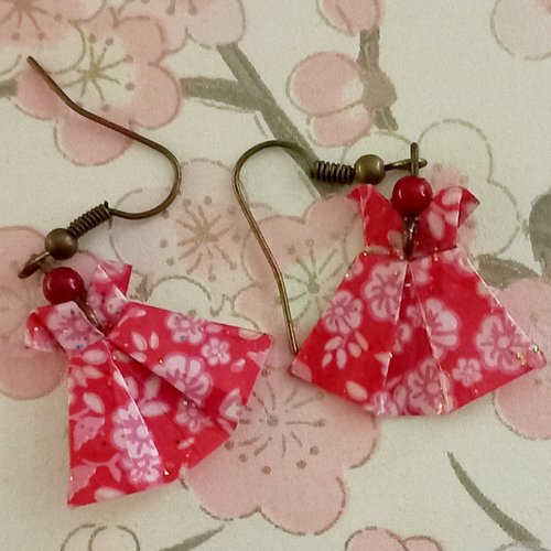 Boucles d'oreilles origami en papier japonais, bijou/bijoux origami, idéal cadeau anniversaire, cadeau fêtes des mères