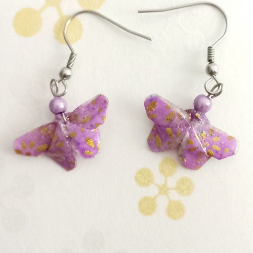 Boucles d'oreilles origami en papier japonais, bijou/bijoux origami, idéal cadeau anniversaire, cadeau fêtes des mères