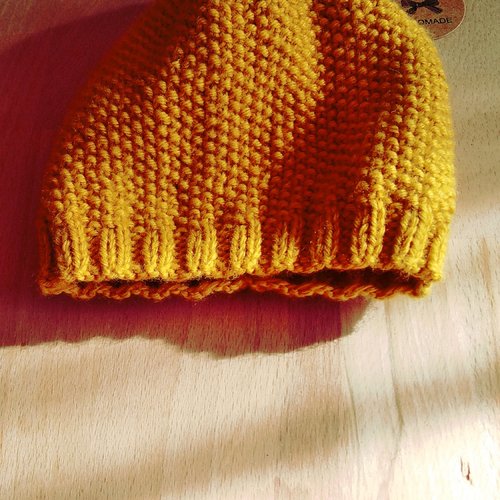 Bonnet bébé laine, tricoté main