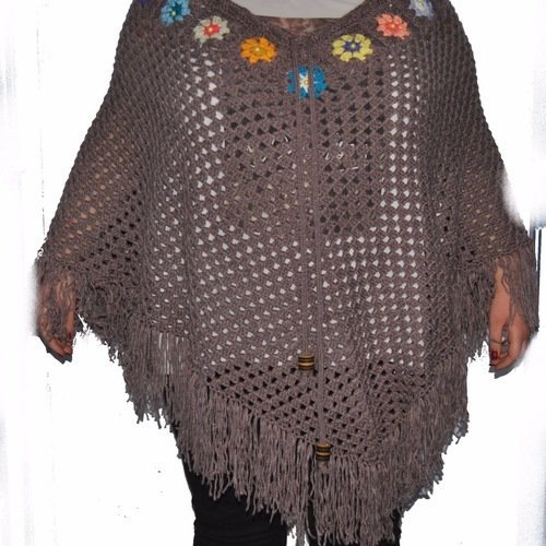 Poncho granny taille xxl crochet creation maison